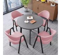 zxhrybh Combinazione Tavolo da Pranzo e Sedia per la Casa, Combinazione Semplice Tavolo e Sedia Salva Spazio, per Sala da Pranzo, Cucina, Dinette(Pink,Gray desktop)