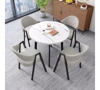 zxhrybh Combinazione Tavolo da Pranzo e Sedia per la Casa, Combinazione Semplice Tavolo e Sedia Salva Spazio, per Sala da Pranzo, Cucina, Dinette(Light gray,White pattern desktop)