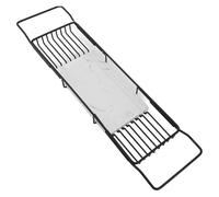 zxhrybh Mensole Bagno Estensibile, con Ripiano in Marmo Naturale, Struttura in Acciaio Inox Mensola Bagno, Adatta Alla Maggior Parte Delle Vasche, per Libri, Vino e Tablet(Black)