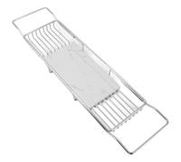 zxhrybh Mensole Bagno Estensibile, con Ripiano in Marmo Naturale, Struttura in Acciaio Inox Mensola Bagno, Adatta Alla Maggior Parte Delle Vasche, per Libri, Vino e Tablet(Silver)