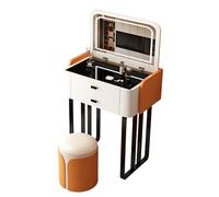 zxhrybh Set da Toeletta Trucco con Specchio, Tavolo Trucco con Specchio Illuminato Dimmerabile a 3 Colori, Postazione Trucco con 2 Cassetti Portaoggetti(Orange,23.6in/60cm)