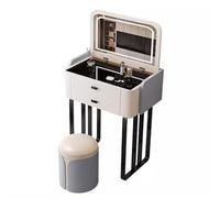 zxhrybh Set da Toeletta Trucco con Specchio, Tavolo Trucco con Specchio Illuminato Dimmerabile a 3 Colori, Postazione Trucco con 2 Cassetti Portaoggetti(Gray,23.6in/60cm)