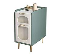 ZXiangguiOU-2025 Comodino Comodino Moderno Risparmia Spazio Camera da Letto Ultra Stretto Design in Pelle Artificiale Tavolino Salotto Divano, 23,6" H, Verde(L35xD40xH60cm)