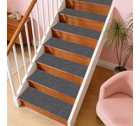 ZXIAOHUI Tappeto per Scale 45 x 56 cm Retro in TPE, Autoadesivi, Antiscivolo, Riutilizzabile e Ritagliabile, Tappetini per Scale Antiscivolo, Tappetini Antiscivoli Scales, Pergradini in Legno, D