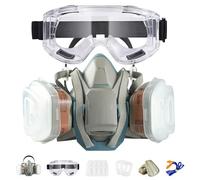 ZXICH Mezza Faccia Maschera Antipolvere Riutilizzabile,Maschera Respiratore Semifacciale con filtri e occhiali protettivi,per Verniciatura a Spruzzo, Prodotti Chimici, Vapori Organici, Saldatura
