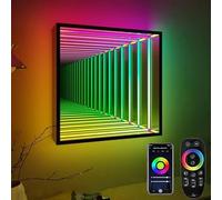ZXINXIN Specchio da Parete Luce a Tunnel Specchio, Cornice per Specchio LED Infinity con Telecomando Luce Multicolore RGB Che Cambia Colore, Decorazione 30cm-E