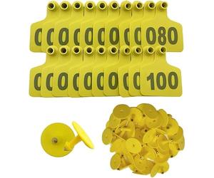 zxjwcm Mucche Ear Tags Custom Ear Tags per mucche con numeri 001-100/101-200/201-300/301-400/401-500 per bovini capra maiali mucca toro 001-100 rosa giallo 001-100