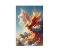 ZXJYMX Poster decorativo da parete su tela, motivo: creature fantasy, fenice tra le nuvole, stampa moderna, poster decorativo per camera da letto, per camera da letto, 40 x 60 cm