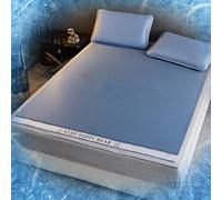 ZXLVCU Tappetino da Letto Estivo per Camera da Letto, Raffreddatore in Seta di Ghiaccio, Pieghevole Stuoia per Letto con Federa, Materassino Refrigerante, Materassino Rinfrescante (150 * 200cm,Blue)