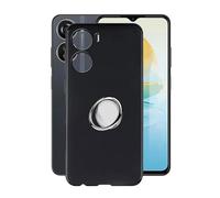 ZXLZKQ Cover per ZTE Blade V40 Design (6.6 ") con Rotazione 360° Supporto Anello Metallico, Ultra Sottile Antiurto X Anti-Graffio Morbido Silicone TPU Bumper Nero Custodia per ZTE Blade V40 Design