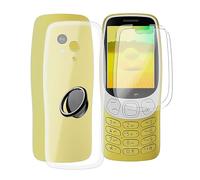 ZXLZKQ Custodia per Nokia 3210 2024 (2.4 ") + 2 X Vetro Tempera Pellicola, [con Rotazione 360° Supporto Anello] Trasparente Morbido Silicone Antigraffio TPU Cover per Nokia 3210 2024