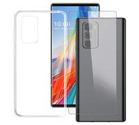 ZXLZKQ Custodia + Vetro temperato per LG Wing 5G (6.8 Pollici), Cover Paraurti in Silicone Morbido Trasparente TPU e Glass Pellicola Protettiva per LG Wing 5G - Trasparente