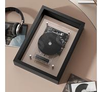 zxmeimm Lettore CD con Cornice Musicale retrò,Uscita Bluetooth/AUX per Altoparlanti Wireless,Decorazione da Parete e Doppio utilizzo da Tavolo,Telecomando Incluso,CD Non Incluso Black