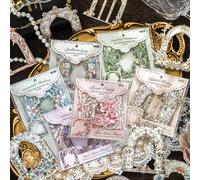 ZXMNBH 10 Pz/pacco Poesie Dorate Adesivi di Carta per Scrapbooking Kit Adesivo Junk Journaling Forniture Diario Planner Collage Laptop Artigianato di Carta Decorativo