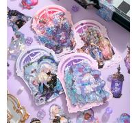ZXMNBH 20 Pz/pacco Luna Preghiera Terra Santa Adesivi PET per Scrapbooking Kit Impermeabile Trasparente Adesivo Junk Journaling Forniture Diari Planner Collage Laptop Artigianato di Carta
