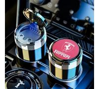 ZXNMCB Posacenere per Auto con Coperchio, Posacenere per Senza Fumo Portatile, Posacenere per Sigarette con LED Cenere per Ferrari F80/Monza SP/Portofino/Purosangue/Roma/SF90 Stradale,C-Red