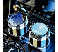 ZXNMCB Posacenere per Auto con Coperchio, Posacenere per Senza Fumo Portatile, Posacenere per Sigarette con LED Cenere per Ferrari F80/Monza SP/Portofino/Purosangue/Roma/SF90 Stradale,B-Silver