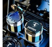 ZXNMCB Posacenere per Auto con Coperchio, Posacenere per Senza Fumo Portatile, Posacenere per Sigarette con LED Cenere per Ferrari F80/Monza SP/Portofino/Purosangue/Roma/SF90 Stradale,A-Black
