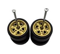 Zxpjkyu 2X 1/64 RC Car Wheels And Pneumatics Accessories High Performance Portable Parts Intercambiable Easy Assembly, Oro