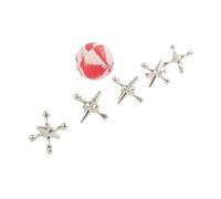 Zxpjkyu 5 Pezzi Jacks Gioco da Tavolo Classico Tradizionale con Kit Pallina Rimbalzante E Pezzi in Lega per Bambini Adatto a Feste Decorazione Casa, Argent