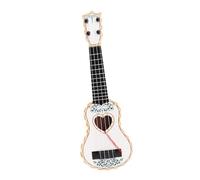 Zxpjkyu Chitarra-ukulele Giocattolo per Bambini con Regolabili per Promuovere La Creatività E La Comprensione Musicale Nei Bambini in Età, bianco