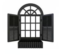 Zxpjkyu Miniatura Finestra Espositore Arco Articolo Architettonico Accessorio per Casa Bambole con Design Europeo Resistente Adatta a Miniature da Hobby Decorazioni Artistiche E Modellismo, Black