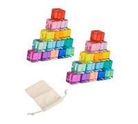 Zxpjkyu Set di Blocchi Da Costruzione Arcobaleno, Cubi Acrilici Da Costruzione Arcobaleno, Riconoscimento Dei Colori con Borsa Portaoggetti, Giocattolo Impila, 30 Pezzi, Taglia unica bambino