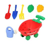 Zxpjkyu Set di Giocattoli da Spiaggia: Pala, Secchiello E Rastrello con Carrello in PP, Adatto per E Il Giardino, Dimensioni 24,5 Cm X 16,5 Cm X 1, Rosso