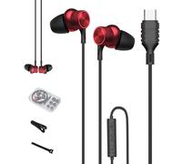 ZXQ C5 Cuffie USB C con Filo, Auricolari Type C con Microfono, in ear Cuffiette USB-C per Auricolari iPhone 15 iPad Air Samsung S23 s21 s22 A53 A54 OnePlus 10 Pixel7 Huawei Mate 60 pro P40 (Rosso)