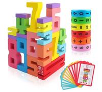 ZXShow Blocchi Numerici Gioco Impilabile Puzzle Numerici con Numeri da 1 a 10 Blocchi Numerici in Legno Giocattolo Montessori Giocattoli da impilare e bilanciare