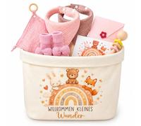 ZXShow Set regalo per neonati, set completo con panno + panno + borsa per pannolini + massaggiagengive + bavaglino + calzini regalo per nascita baby shower set per ragazze