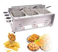 ZXSYYDS Friggitrice a Gas Professionale Commerciale, Friggitrice Commerciale in Acciaio Inossidabile con Cestello E Coperchio, per Ristorante Cucina da Banco per Famiglia