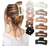 ZXTGBQ 12 PCS Fermaglio Capelli Donna Antiscivolo Pinze+ Scrunchies Per Capellio Seta, Mollettone Capelli Donna, Dalla Presa Forte, Grandi Fermagli Antiscivolo Per Donne E Ragazze