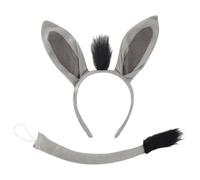ZXTGBQ 2 Pezzi Costume da Asino, Orecchie e Coda d'asino Costumi per Asino, Costume Animale Accessori per adulti e bambini, per Cosplay Halloween Giornata mondiale del libro