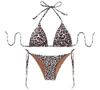 ZXTGBQ Bikini da Donna con Stampa Leopardata Costume da Bagno Due Pezzi con Stampa Leopardata per Vacanze al Mare, Crociera o Piscina