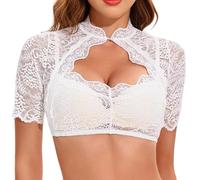 ZXTGBQ Dirndl Camicetta da Donna Bianca, Maniche Corte con Scollo a V, Maniche Corte, Camicia Bianca Donna, M