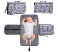 ZXTGBQ Fasciatoio Portatile, Fasciatoio Portatile Pieghevole e Impermeabile, Dispenser Salviette e un Comodo Cuscino, Riutilizzabile Lavabile In Lavatrice, Viaggio e Regalo Battesimo (Grigio)
