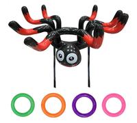 ZXTGBQ Halloween Gioco del Lancio dell'anello, Set di Lancio Degli Anelli Gonfiabile con Ragno Gigante, Halloween Gonfiabile Lancio Anelli Gioco (Ragno, Nero, Rosso)