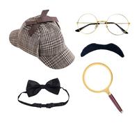 ZXTGBQ Set Di Accessori Per Costume Da Detective, Cappelli Costume Da Detective, Set di Accessori da Detective Vittoriano, Oggetti Di Scena Per Cosplay Da Detective Adulti Bambini