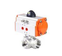 ZXTIIEUF Valvola a Sfera pneumatica a Tre Vie pneumatica in Acciaio Inossidabile da 3/8 "Tipo T Q614F-16P Valvola a Sfera pneumatica a Piattaforma Alta in Tre Pezzi(L Type)