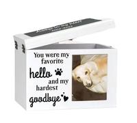 ZXTRYBHD Urna per Ceneri di Cani o Gatti con Cornice per Foto, Urna Funeraria in Legno per Cani, Urna Ricordo Personalizzata con Chiave e Lucchetto(White)