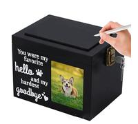 ZXTRYBHD Urna per Ceneri di Cani o Gatti con Cornice per Foto, Urna Funeraria in Legno per Cani, Urna Ricordo Personalizzata con Chiave e Lucchetto(Black)