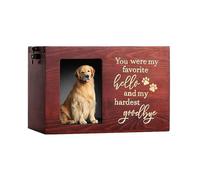 ZXTRYBHD Urna per Ceneri di Cani o Gatti con Cornice per Foto, Urna Funeraria in Legno per Cani, Urna Ricordo Personalizzata con Chiave e Lucchetto(Red)