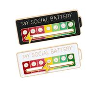 ZXUPOI 2 Pezzi Spilla Social Battery, Spilla Divertente per Stato d'Animo Sociale, Spille Interattive per l'Umore di 7 Giorni, Distintivo d'Ansia per la Salute Mentale (Bianco+Nero)