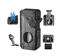 Zxwjddm Metal Butane Torch Lighter, Multi-Functional with Fuel Window, Windproof Jet Flame Lighter, Suitable as a Gift for Men.(Black)