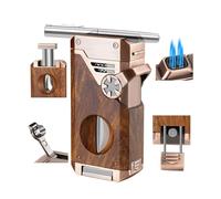 Zxwjddm Metal Butane Torch Lighter, Multi-Functional with Fuel Window, Windproof Jet Flame Lighter, Suitable as a Gift for Men.(Metallic)