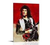 ZXXSCPCB Poster su tela con copertina di album musicali di Brian May con cantanti popolari, decorazione artistica da parete per camera da letto, 50 x 75 cm, con cornice