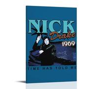 ZXXSCPCB Poster su tela con copertina di album musicali di Nick Drake, decorazione artistica da parete per camera da letto, 50 x 75 cm, stile cornice