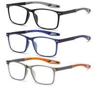 ZXYOO Occhiali da Lettura Uomo 3 Paia con Filtro Luce Blu - Design Sportivo Elegante, Leggeri e Antiscivolo per Lavoro, Casa e Tempo Libero +1.50