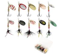 ZXYZLJJD Angeln Pailletten rotierende Pailletten Set, Metall Spinner Köder Kit mit Plastikkasten für Forelle Hecht Bass Lachs